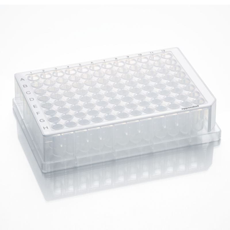 Планшеты глубоколуночные 96 лунок, сертифицированы на отсутствие ДНКаз, РНКаз, ингибиторов ПЦР, Protein LoBind, объём лунки 1,0 мл, цвет рамки жёлтый, 20 шт/уп