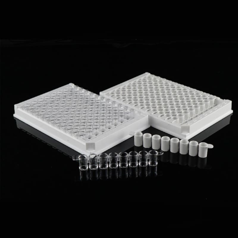 Планшет 96-луночный разборный, белого цвета, плоскодонный, высокое связывание, без крышки, 50 шт/уп